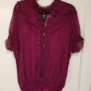TORRID. Magenta polka dot blouse. Size 3